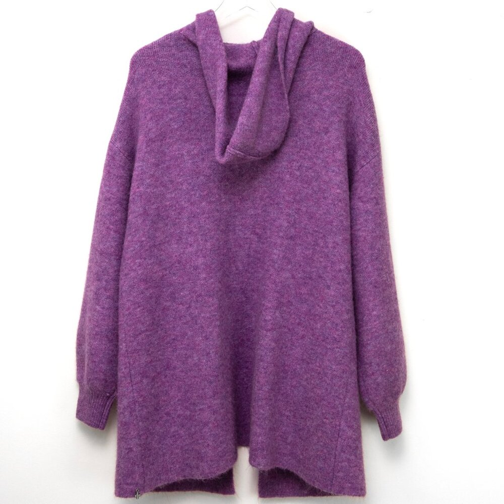 + Beryll Vivi Cashmere Cardigan Sweater Relaxed Coat Hood Purple Lilac One Size - Picture 3 of 8